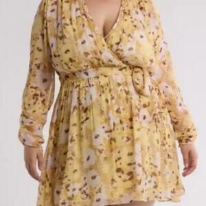 Clara Floral Long Sleeve Silk Wrap Dress, Joie, 2X, NWT